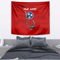Tennessee Flag Fishing Tapestry with Ripped Hook Graphic and Triple Star Symbol in Red and Blue - Wonder Print Shop