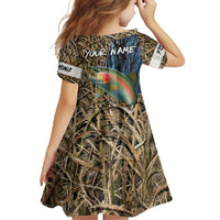 Rainbow Trout Fishing Family Matching Off Shoulder Maxi Dress and Hawaiian Shirt with Camouflage Reeds and Forest Background in Nature-Inspired Colors - Wonder Print Shop