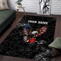 American Eagle Bowling Area Rug with Distressed Flag and Grunge Pattern in Red White and Blue - Wonder Print Shop