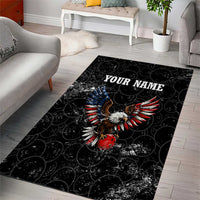 American Eagle Bowling Area Rug with Distressed Flag and Grunge Pattern in Red White and Blue - Wonder Print Shop