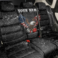 American Eagle Bowling Back Car Seat Cover with Distressed Flag and Grunge Pattern in Red White and Blue - Wonder Print Shop