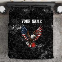 American Eagle Bowling Bedding Set with Distressed Flag and Grunge Pattern in Red White and Blue - Wonder Print Shop