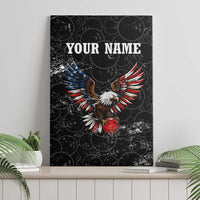 American Eagle Bowling Canvas Wall Art with Distressed Flag and Grunge Pattern in Red White and Blue - Wonder Print Shop