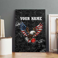 American Eagle Bowling Canvas Wall Art with Distressed Flag and Grunge Pattern in Red White and Blue - Wonder Print Shop