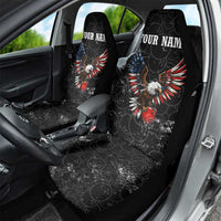 American Eagle Bowling Car Seat Cover with Distressed Flag and Grunge Pattern in Red White and Blue - Wonder Print Shop
