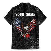 American Eagle Bowling Family Matching Mermaid Dress and Hawaiian Shirt with Distressed Flag and Grunge Pattern in Red White and Blue - Wonder Print Shop
