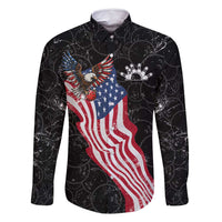 American Eagle Bowling Family Matching Mermaid Dress and Hawaiian Shirt with Distressed Flag and Grunge Pattern in Red White and Blue - Wonder Print Shop