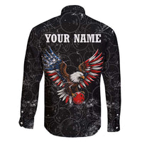 American Eagle Bowling Family Matching Mermaid Dress and Hawaiian Shirt with Distressed Flag and Grunge Pattern in Red White and Blue - Wonder Print Shop