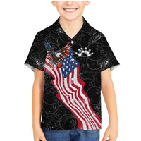 American Eagle Bowling Family Matching Mermaid Dress and Hawaiian Shirt with Distressed Flag and Grunge Pattern in Red White and Blue - Wonder Print Shop
