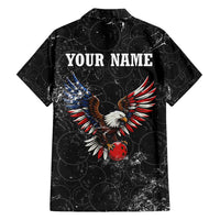 American Eagle Bowling Family Matching Short Sleeve Bodycon Dress and Hawaiian Shirt with Distressed Flag and Grunge Pattern in Red White and Blue - Wonder Print Shop