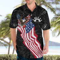 American Eagle Bowling Hawaiian Shirt with Distressed Flag and Grunge Pattern in Red White and Blue - Wonder Print Shop