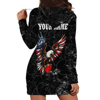 American Eagle Bowling Hoodie Dress with Distressed Flag and Grunge Pattern in Red White and Blue - Wonder Print Shop