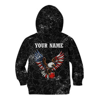 American Eagle Bowling Kid Hoodie with Distressed Flag and Grunge Pattern in Red White and Blue - Wonder Print Shop