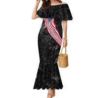 American Eagle Bowling Mermaid Dress with Distressed Flag and Grunge Pattern in Red White and Blue - Wonder Print Shop