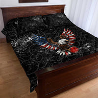 American Eagle Bowling Quilt Bed Set with Distressed Flag and Grunge Pattern in Red White and Blue - Wonder Print Shop