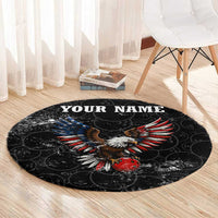 American Eagle Bowling Round Carpet with Distressed Flag and Grunge Pattern in Red White and Blue - Wonder Print Shop