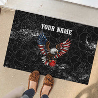 American Eagle Bowling Rubber Doormat with Distressed Flag and Grunge Pattern in Red White and Blue - Wonder Print Shop