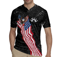 American Eagle Bowling Rugby Jersey with Distressed Flag and Grunge Pattern in Red White and Blue - Wonder Print Shop