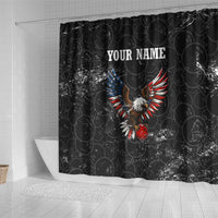 American Eagle Bowling Shower Curtain with Distressed Flag and Grunge Pattern in Red White and Blue - Wonder Print Shop