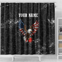 American Eagle Bowling Shower Curtain with Distressed Flag and Grunge Pattern in Red White and Blue - Wonder Print Shop