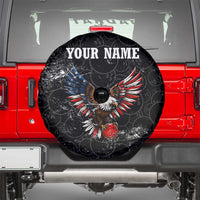 American Eagle Bowling Spare Tire Cover with Distressed Flag and Grunge Pattern in Red White and Blue - Wonder Print Shop