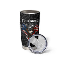 American Eagle Bowling Tumbler Cup with Distressed Flag and Grunge Pattern in Red White and Blue - Wonder Print Shop
