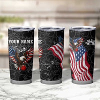 American Eagle Bowling Tumbler Cup with Distressed Flag and Grunge Pattern in Red White and Blue - Wonder Print Shop