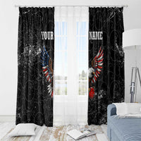 American Eagle Bowling Window Curtain with Distressed Flag and Grunge Pattern in Red White and Blue - Wonder Print Shop