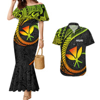 Hawaii Kanaka Maoli Couples Matching Mermaid Dress and Hawaiian Shirt Polynesian Tornado Infusion Gradient - Wonder Print Shop