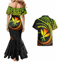 Hawaii Kanaka Maoli Couples Matching Mermaid Dress and Hawaiian Shirt Polynesian Tornado Infusion Gradient - Wonder Print Shop