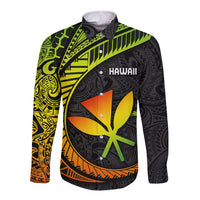 Hawaii Kanaka Maoli Long Sleeve Button Shirt Polynesian Tornado Infusion Gradient - Wonder Print Shop