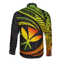Hawaii Kanaka Maoli Long Sleeve Button Shirt Polynesian Tornado Infusion Gradient - Wonder Print Shop