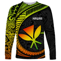 Hawaii Kanaka Maoli Long Sleeve Shirt Polynesian Tornado Infusion Gradient - Wonder Print Shop