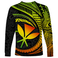 Hawaii Kanaka Maoli Long Sleeve Shirt Polynesian Tornado Infusion Gradient - Wonder Print Shop