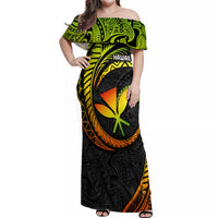 Hawaii Kanaka Maoli Off Shoulder Maxi Dress Polynesian Tornado Infusion Gradient - Wonder Print Shop