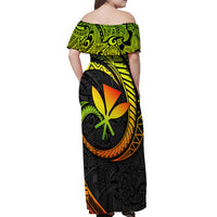 Hawaii Kanaka Maoli Off Shoulder Maxi Dress Polynesian Tornado Infusion Gradient - Wonder Print Shop