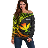 Hawaii Kanaka Maoli Off Shoulder Sweater Polynesian Tornado Infusion Gradient - Wonder Print Shop