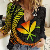 Hawaii Kanaka Maoli Women Casual Shirt Polynesian Tornado Infusion Gradient - Wonder Print Shop