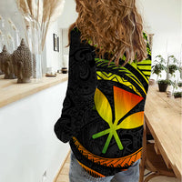 Hawaii Kanaka Maoli Women Casual Shirt Polynesian Tornado Infusion Gradient - Wonder Print Shop