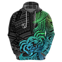 Zodiac Cancer Hoodie Polynesian in Gradient Blue - Wonder Print Shop