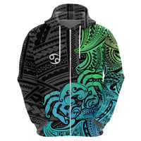 Zodiac Cancer Hoodie Polynesian in Gradient Blue - Wonder Print Shop