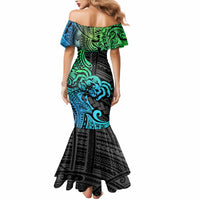 Zodiac Cancer Mermaid Dress Polynesian in Gradient Blue - Wonder Print Shop
