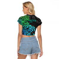 Zodiac Cancer Raglan Cropped T Shirt Polynesian in Gradient Blue - Wonder Print Shop