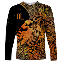 Zodiac Scorpio Long Sleeve Shirt Polynesian in Orange - Wonder Print Shop
