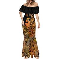 Zodiac Scorpio Mermaid Dress Polynesian in Orange - Wonder Print Shop