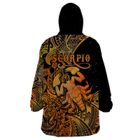 Zodiac Scorpio Wearable Blanket Hoodie Polynesian in Orange - Wonder Print Shop
