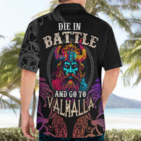 Nordic Warrior Viking Hawaiian Shirt with Raven Motif Neon - Wonder Print Shop