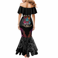 Nordic Warrior Viking Mermaid Dress with Raven Motif Neon - Wonder Print Shop