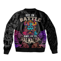 Nordic Warrior Viking Sleeve Zip Bomber Jacket with Raven Motif Neon - Wonder Print Shop