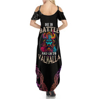 Nordic Warrior Viking Summer Maxi Dress with Raven Motif Neon - Wonder Print Shop